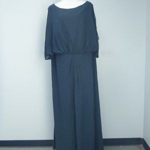 JJ's House Dark Navy Sheath Scoop Chiffon Bridesmaid Dress Sz 26W 255859